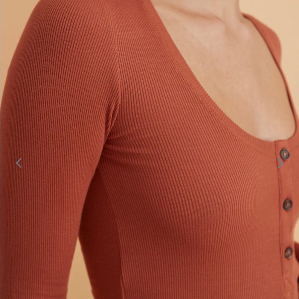 Ribbed Longsleeve Henley (Burnt Orange)